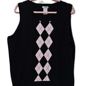 RETRO Y2K EAST 5TH BLACK PINK ARGYLE COTTON ANGORA SWEATER VEST 2X